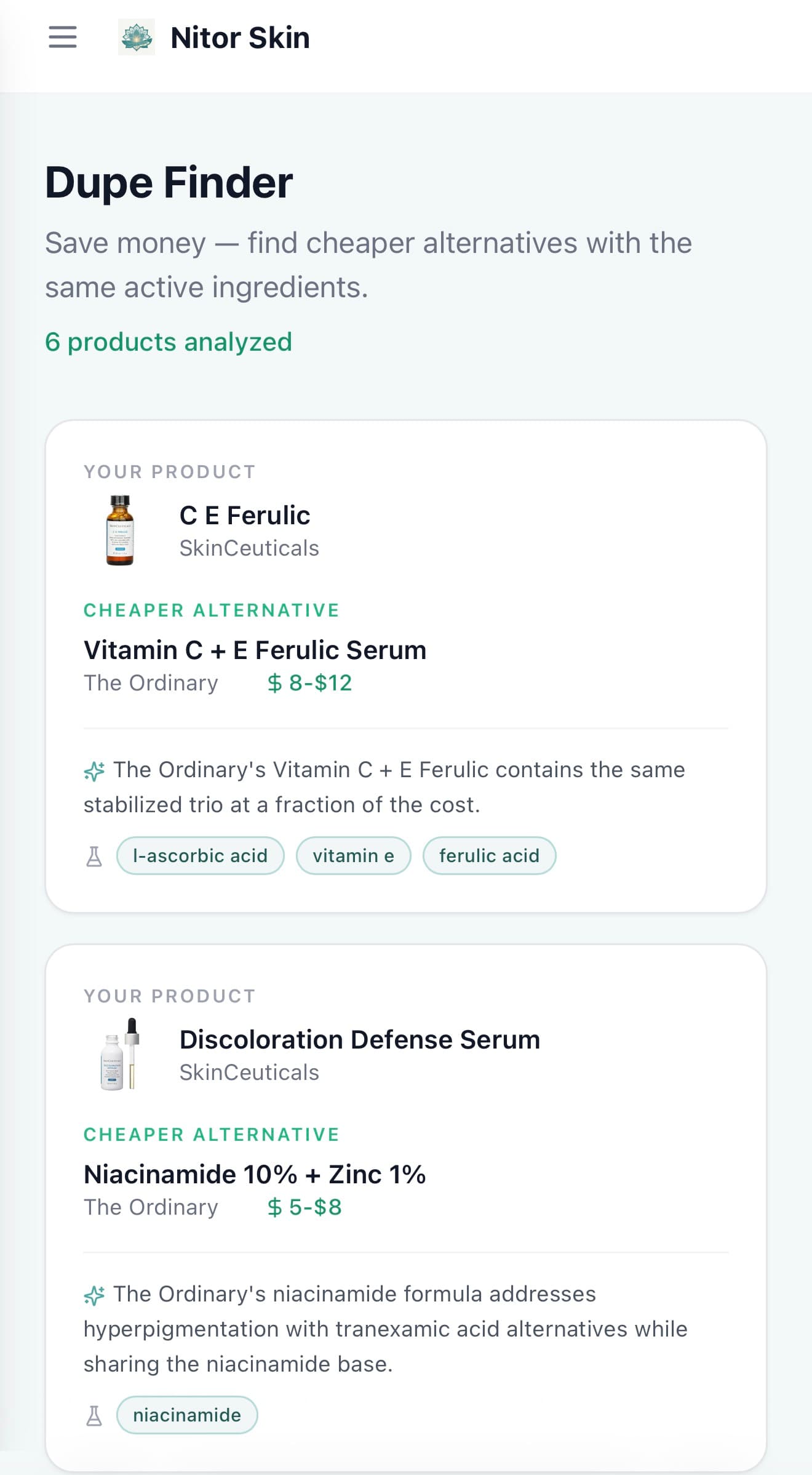 Dupe finder