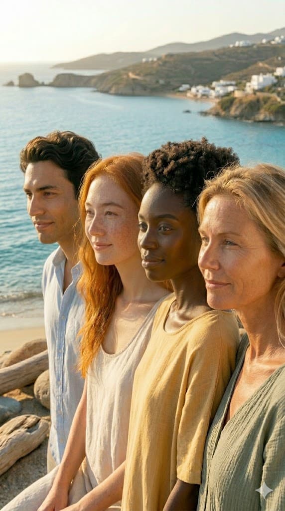 Diverse group of people with healthy, glowing skin