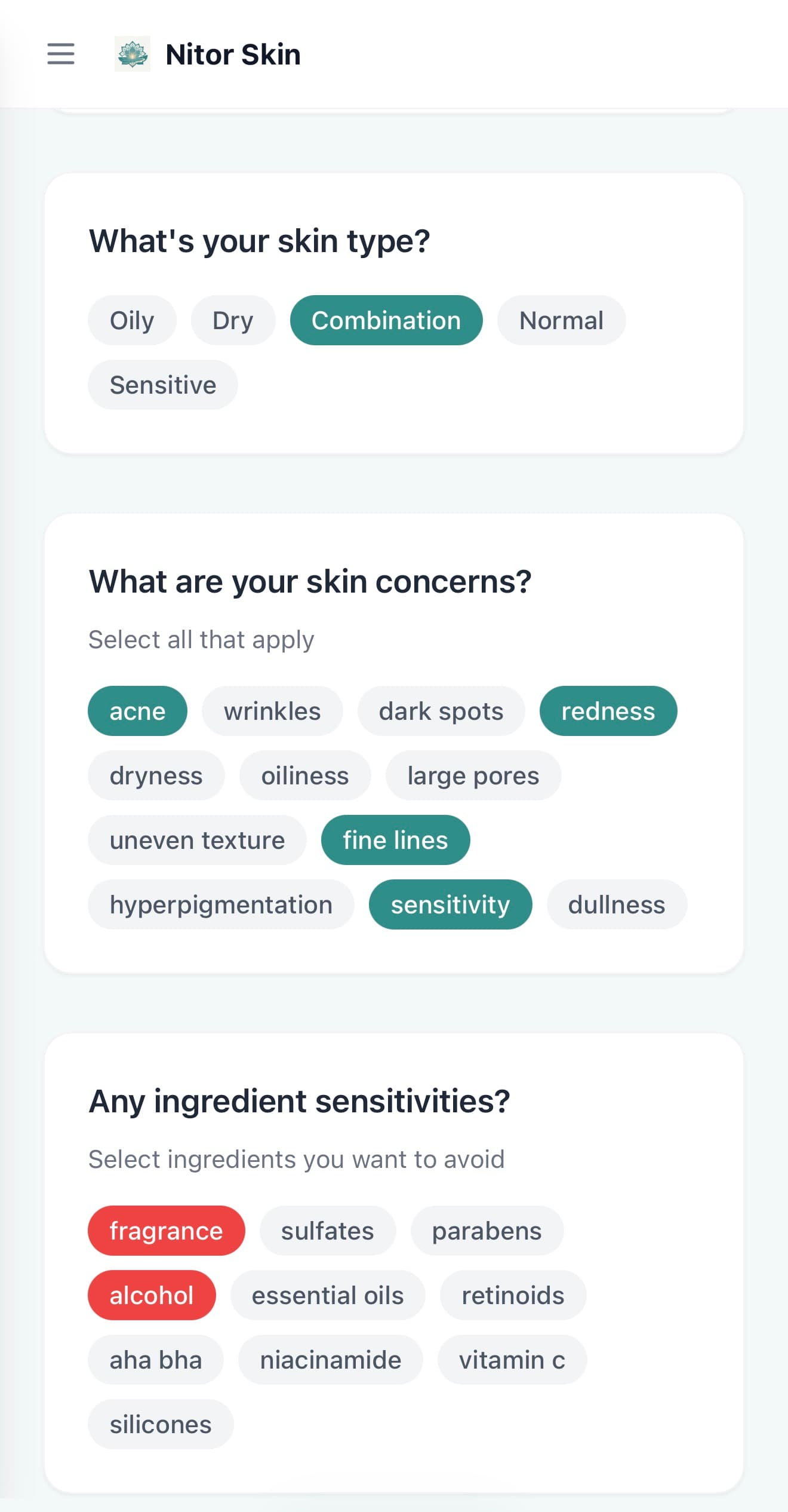 Skin profile setup